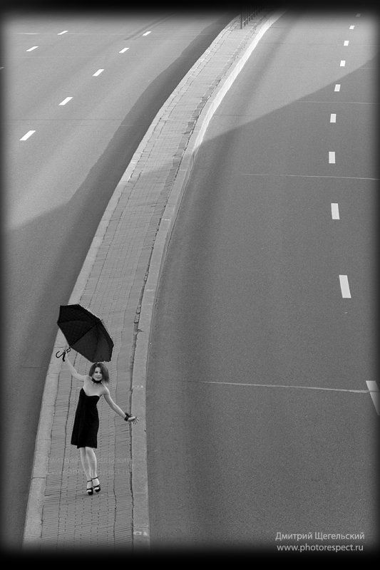 девушка, утро, зонт, петербург Рассвет фото превью