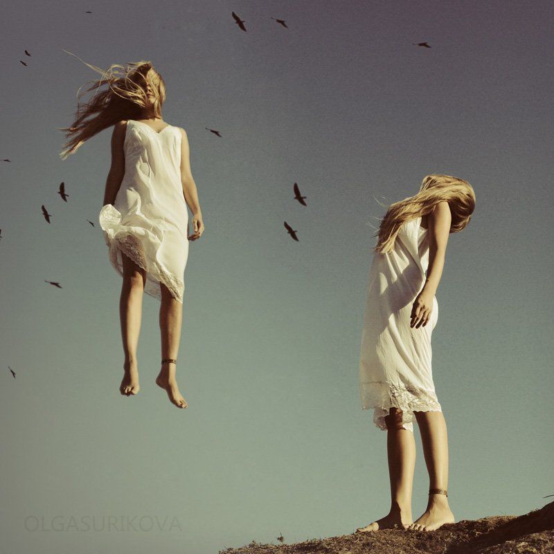 девушка, вороны, креатив Вороны фото превью