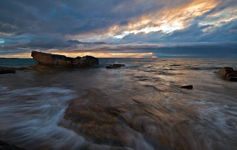 шотландия, северное море, вечер,море Вечерний прилив фото превью