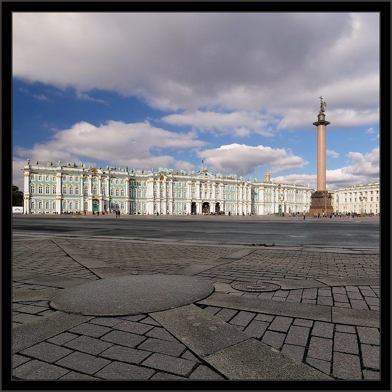 петербург, центр, дворцовая, зимний, эрмитаж, квадрат Цветная квадратная открытка с Дворцовой фото превью