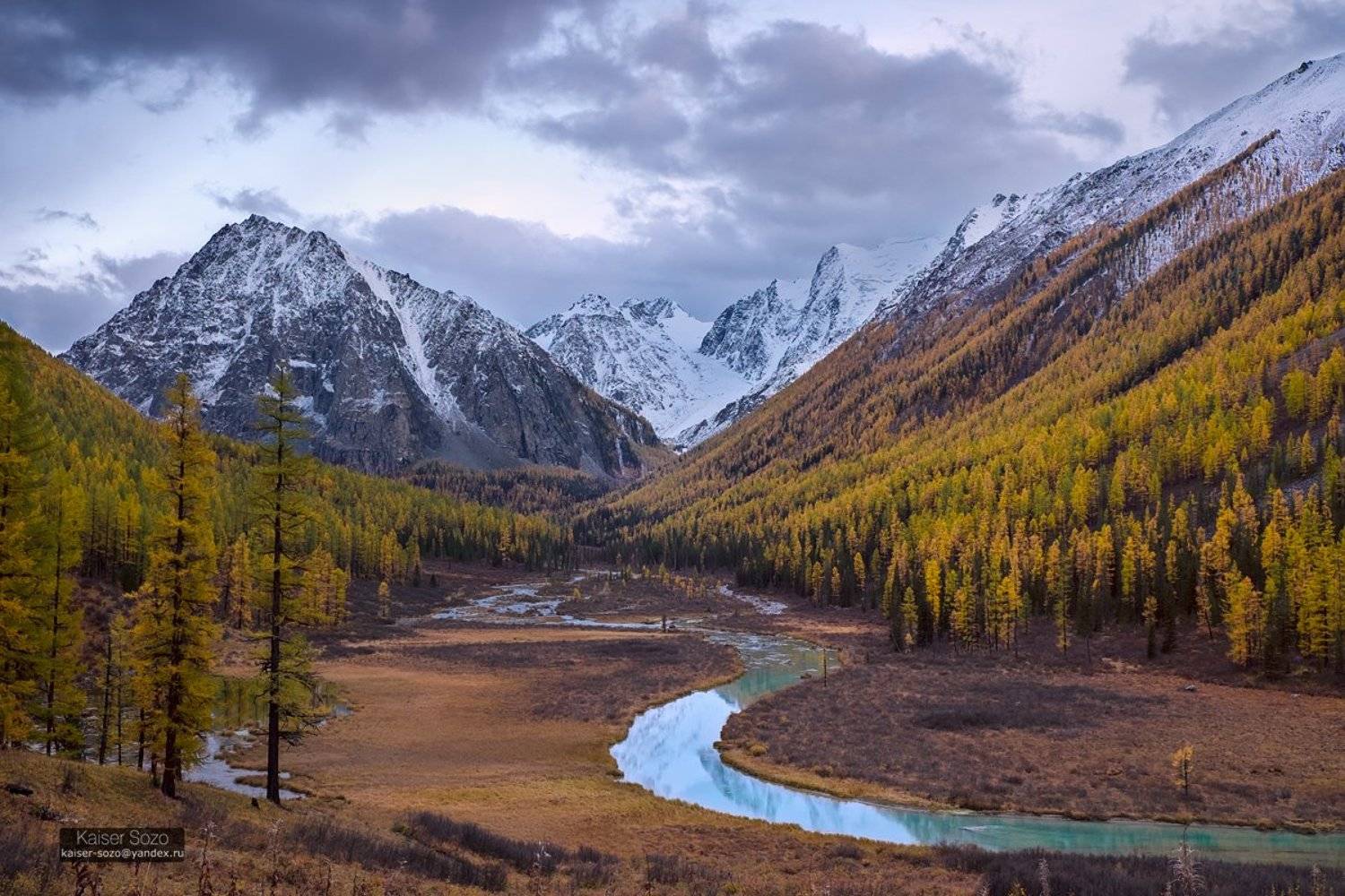россия, горный атай, алтай, шавла, шавлинские озера, золотая осень, горы, лиственницы, горы, отражение, река, бирюзовый, Kaiser Sozo