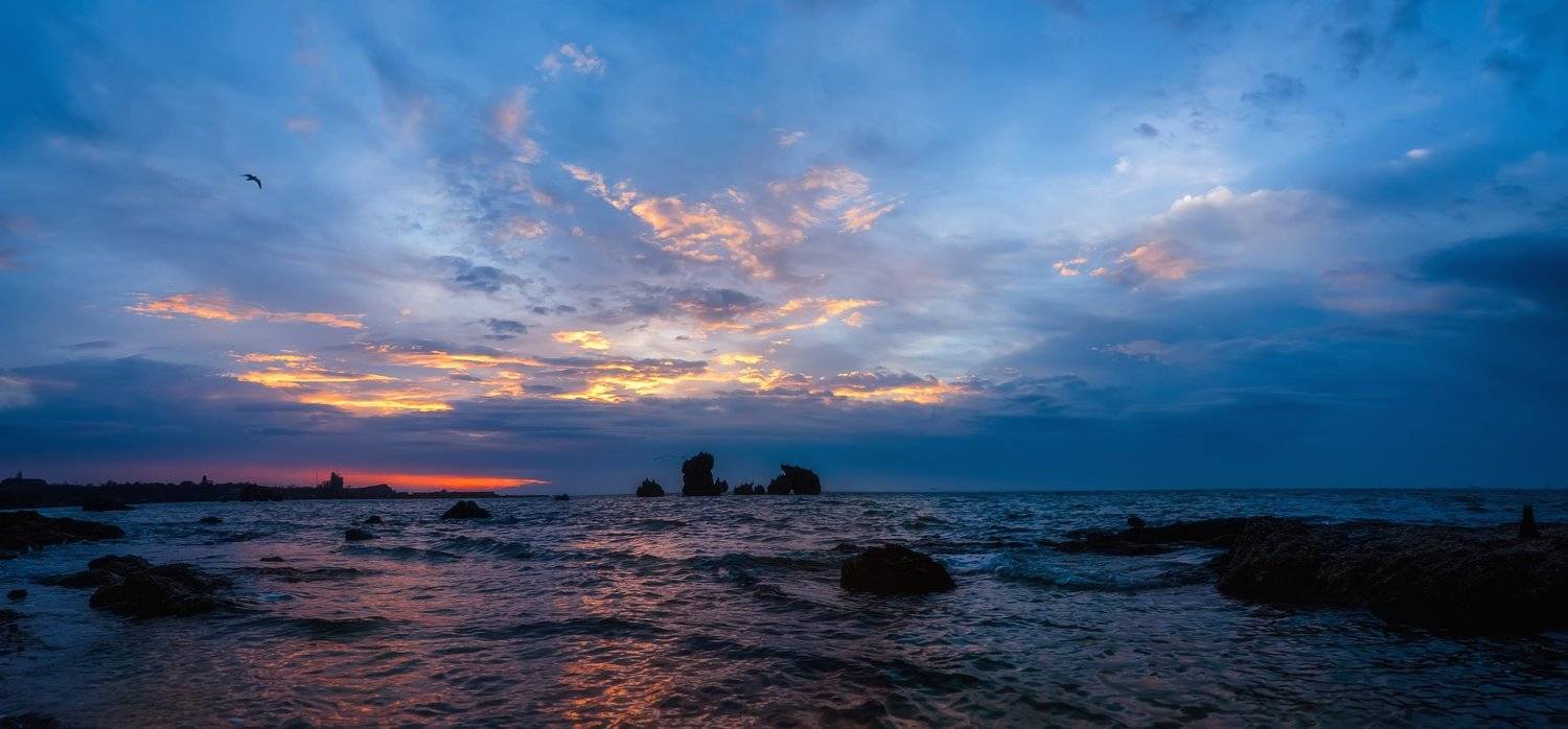 рассвет, утро, зима, камни, море, керчь, Анатолий Щербак