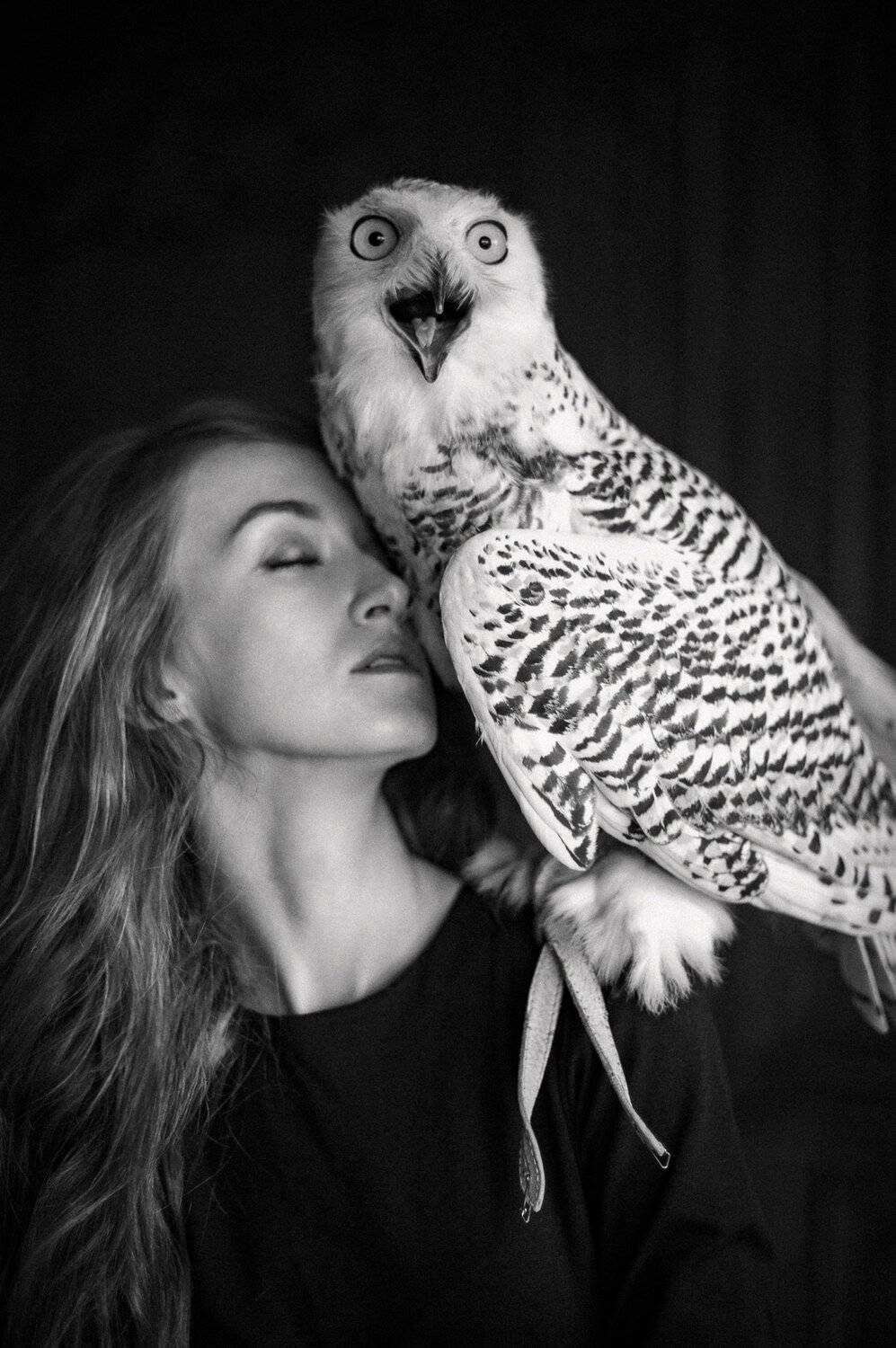 bw, owl, girl, portrait, nikonru, Кирилл Соколов