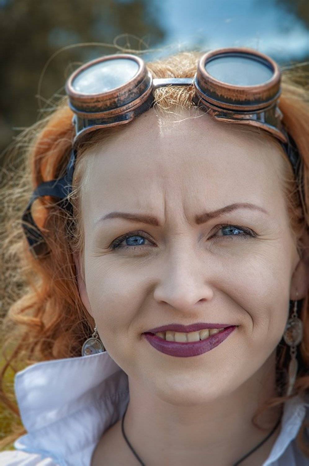 steampunk,Aline,девушка,стимпанк,портрет,жанр,жанровый портрет,улыбка,очки,гогглы,рыжая,фото, Кондратюк Андрей