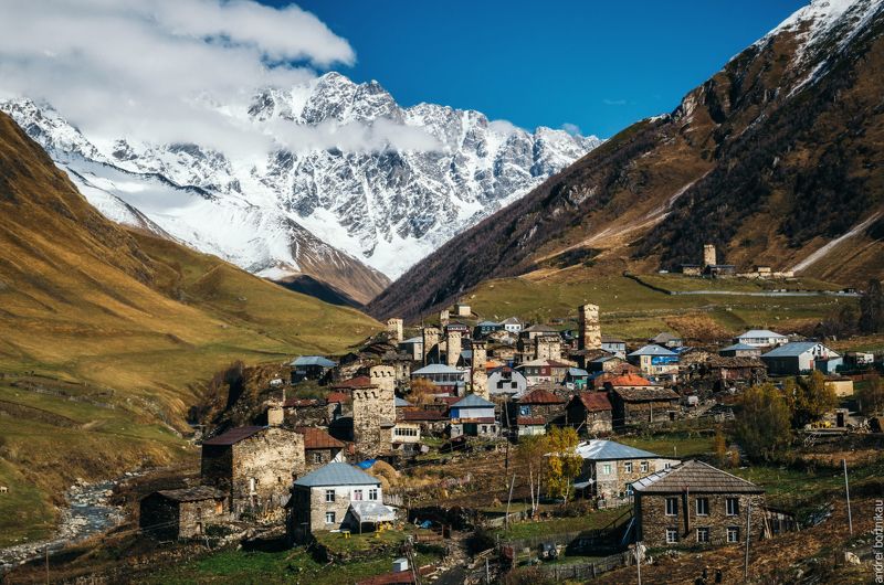 грузия, пейзаж, горы, сванетия Ушгули фото превью