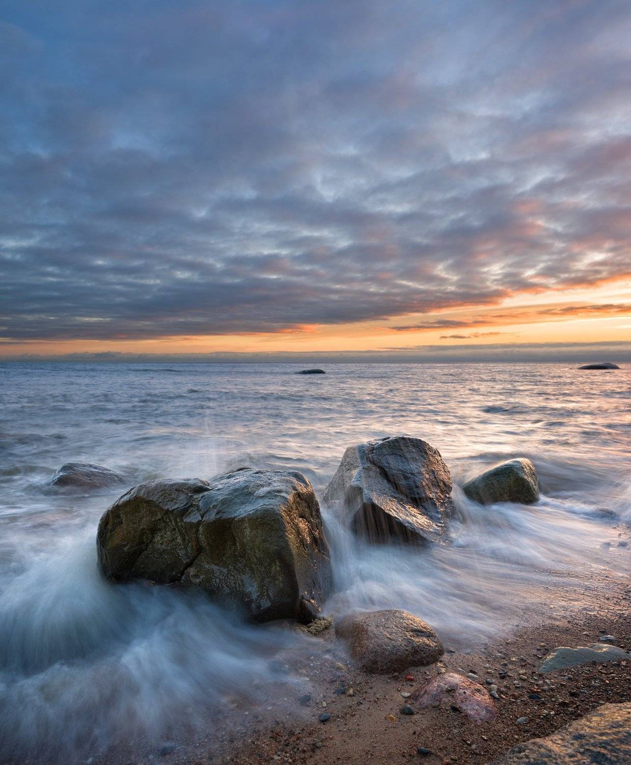 пейзаж, море, камни, утро, рассвет, латвия, Алексей Мельситов