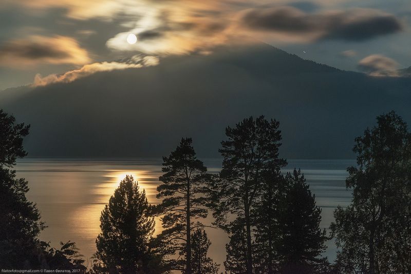 алтай, сибирь, siberia, ночь, луна, altai, телецкое озеро, лунная дорожка, алтын-кёль Волшебная ночь фото превью