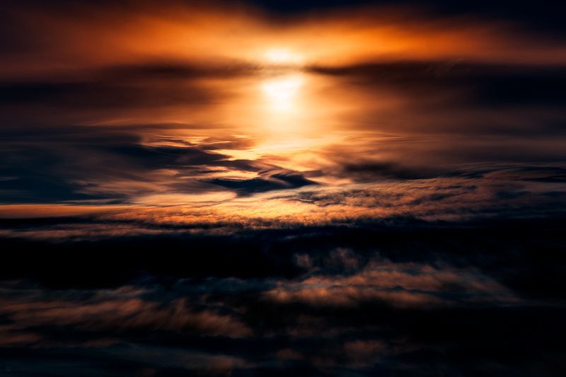clouds, nature, sunset Ocean of clouds фото превью