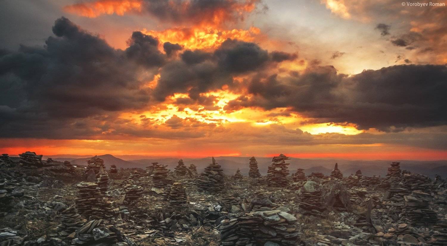 алтай, горы,  горный алтай, закат, небо, Roman Vorobyev