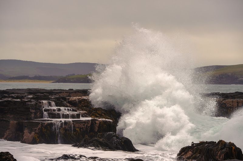 новая зеландия, остров, океан, тихий океан, индийский океан, шторм, море, берег, путешествие, волны, брызги Стихия фото превью