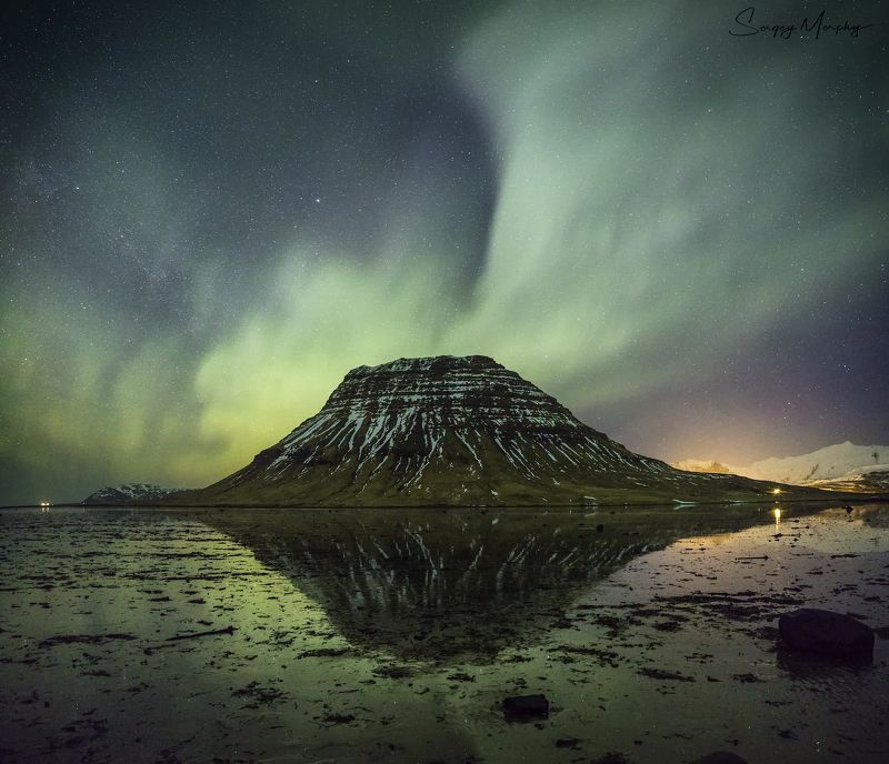 kirkjufell iceland northern lights Different view of Kirkjufell mountain. Iceland фото превью