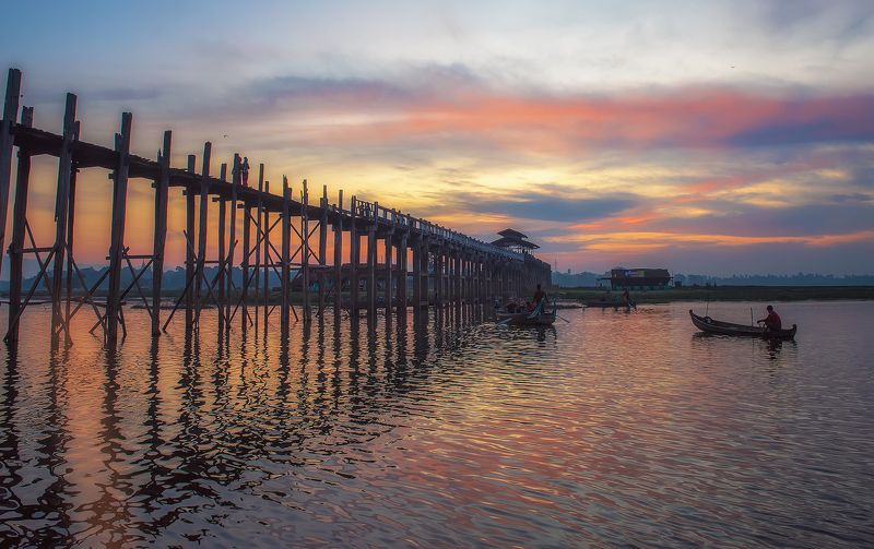 пейзаж,рассвет,путешествие,мост,тиковый,бирма,азия,u,bein,bridge,myanmar, Такие разные рассветы... фото превью