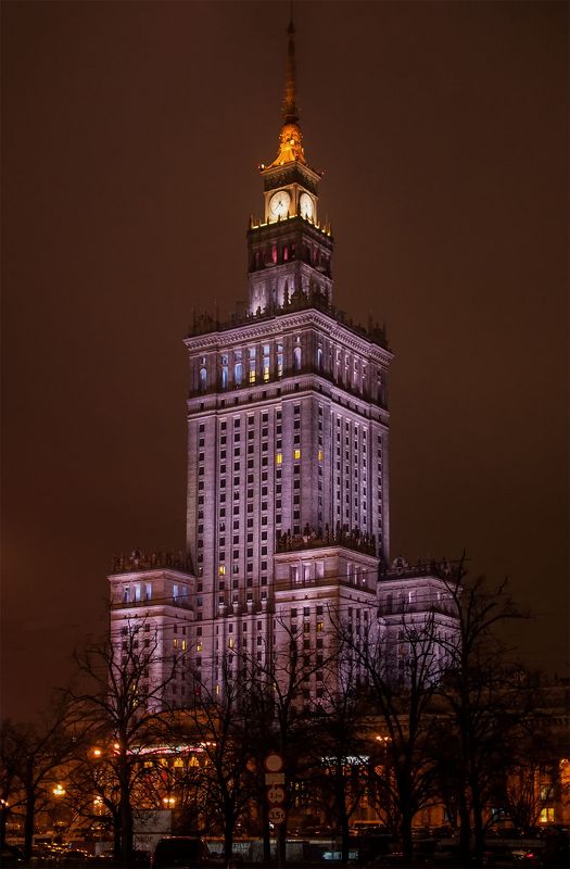 city,evening,buildings Night Warsaw фото превью