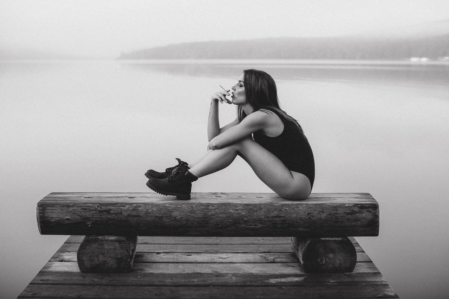 чб, портрет, утро, портрет, сигарета, дым, девушка, владивосток, Антон Блохин