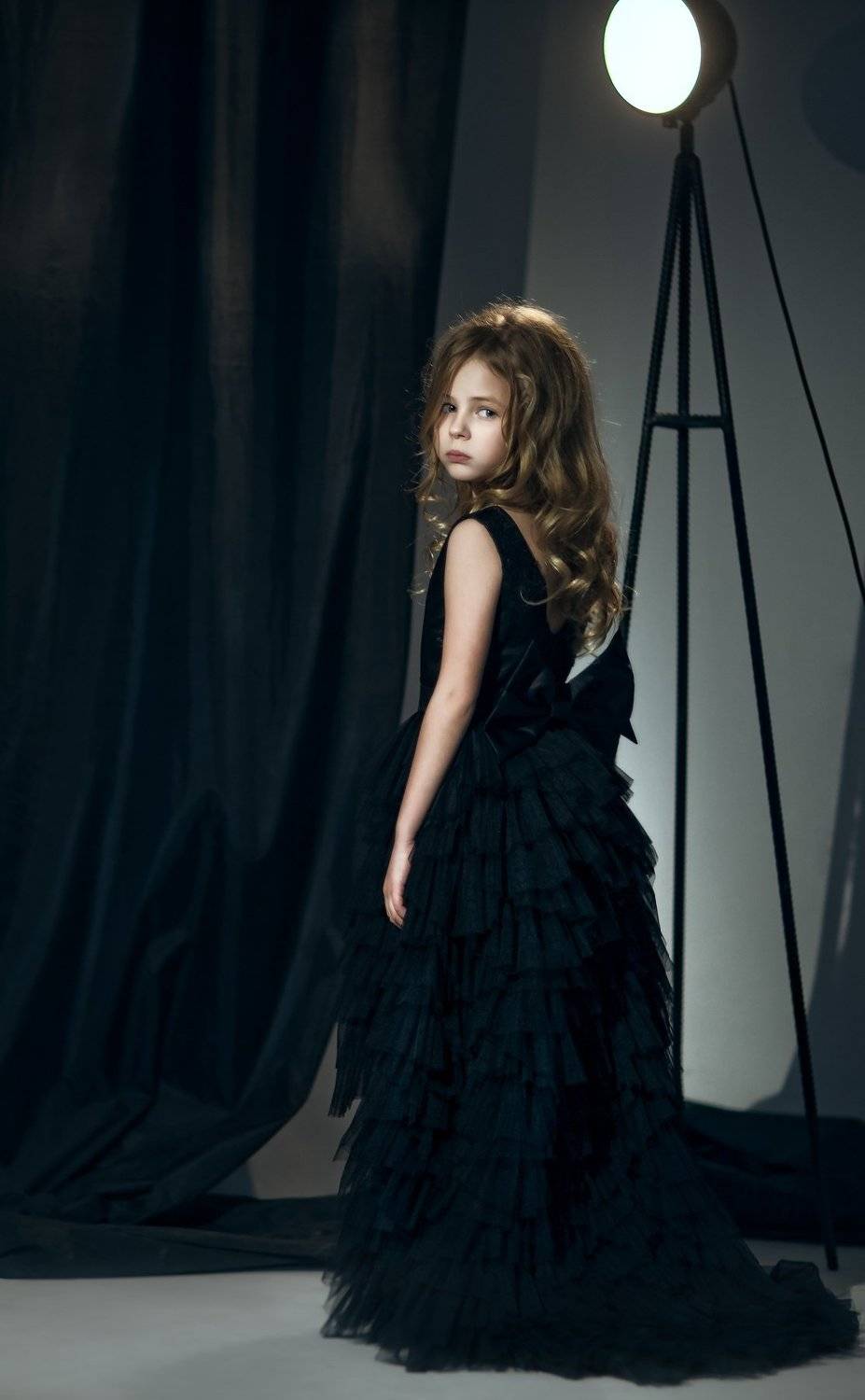 girl, baby, fashion, dress, black, little, emotion, alone, Ekaterina Dema