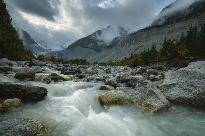 россия, северная осетия, дигория, кавказ, горы, ущелье, утро, туман, пейзаж, природа, рассвет, туман, лес, река Туманная Дигория фото превью