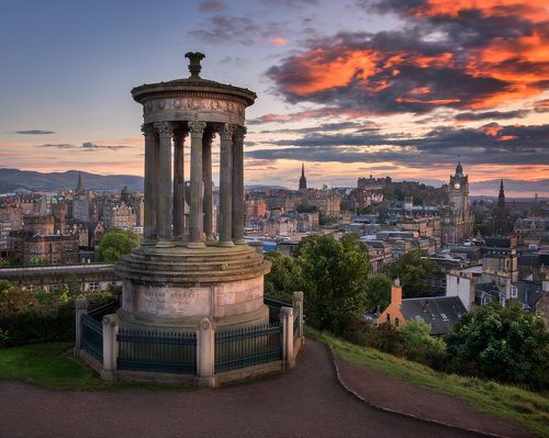 View of Edinburgh from Calton Hill at Sunset