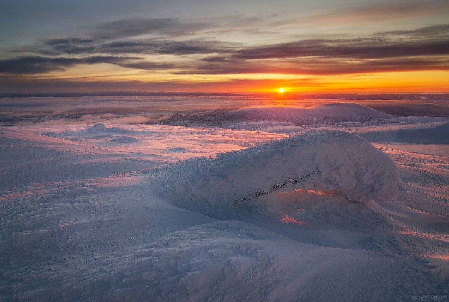 пейзаж,россия,закат,небо,перспектива,хибины,кольский,солнце,туман, Виталий Истомин