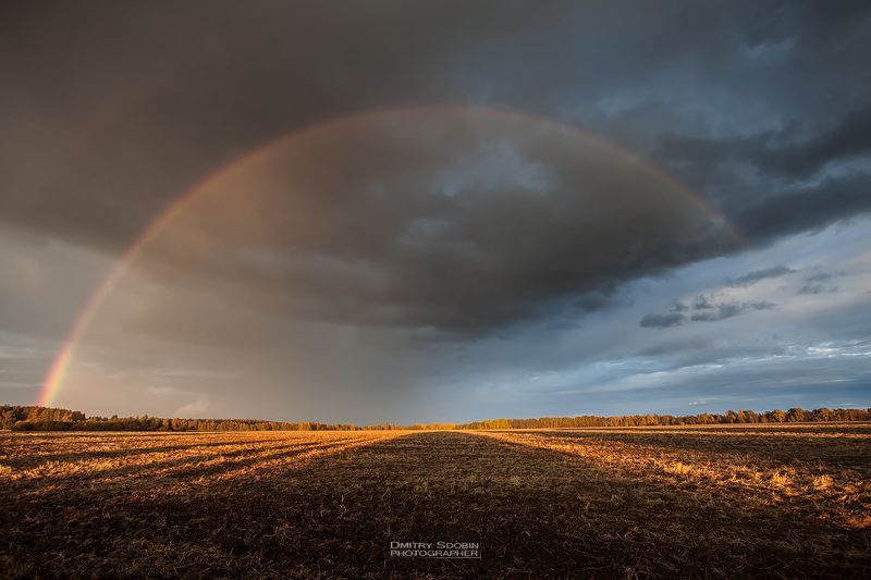 поле, небо, радуга, гроза, природа, пейзаж, nature, landscape, rainbow, sky Геометрия фото превью