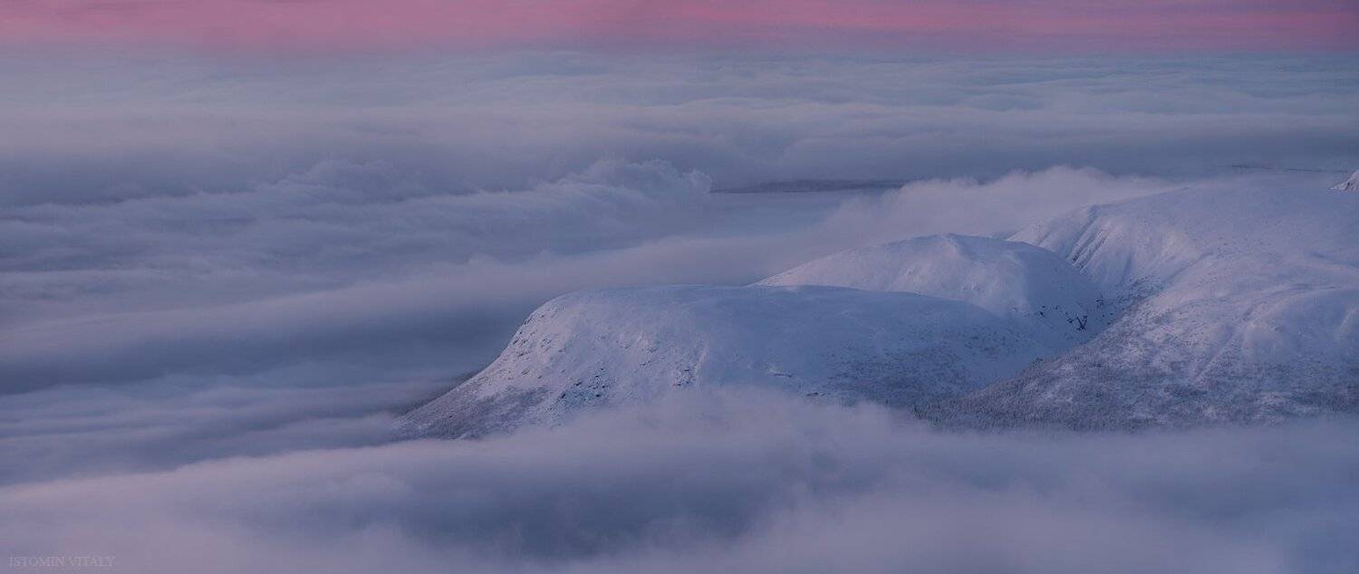 Пейзаж,россия,хибины,панорама,горы,туман,красиво,цвет,свет,сумерки,полярная ночь,кольский, Виталий Истомин