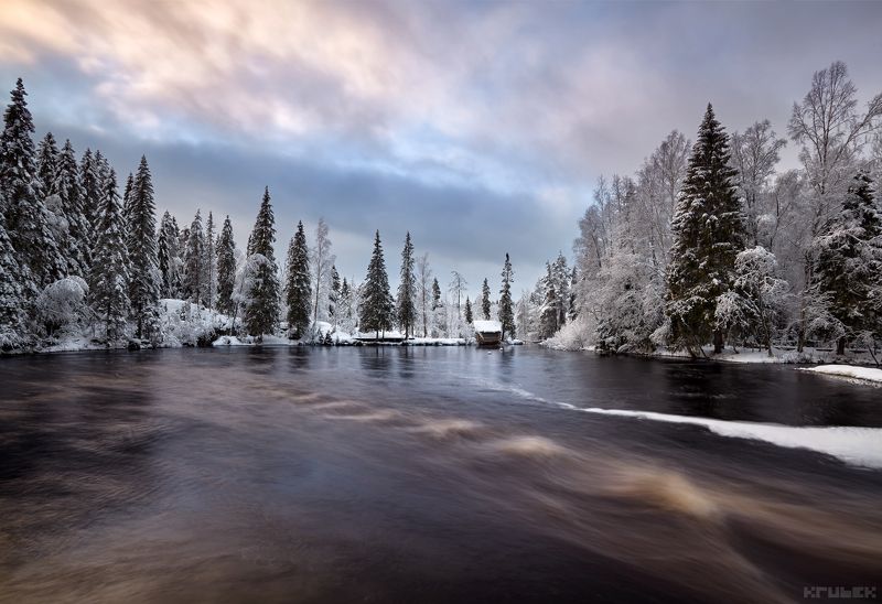 карелия, рускеала, тохмайоки, зима, север, пейзаж Путь реки Тохмайоки фото превью