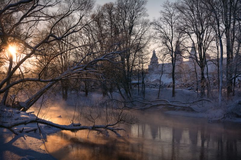зима, мороз, иней, утро, рассвет, пейзаж, истра Зимним утром на Истре фото превью