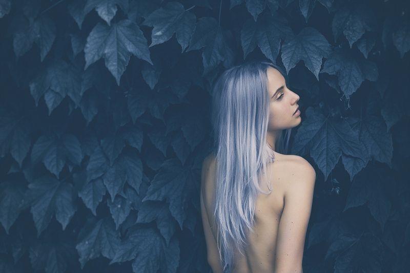 model,beauty,nude,body,leaves,nature,colors,blue, Leaves 4 life фото превью