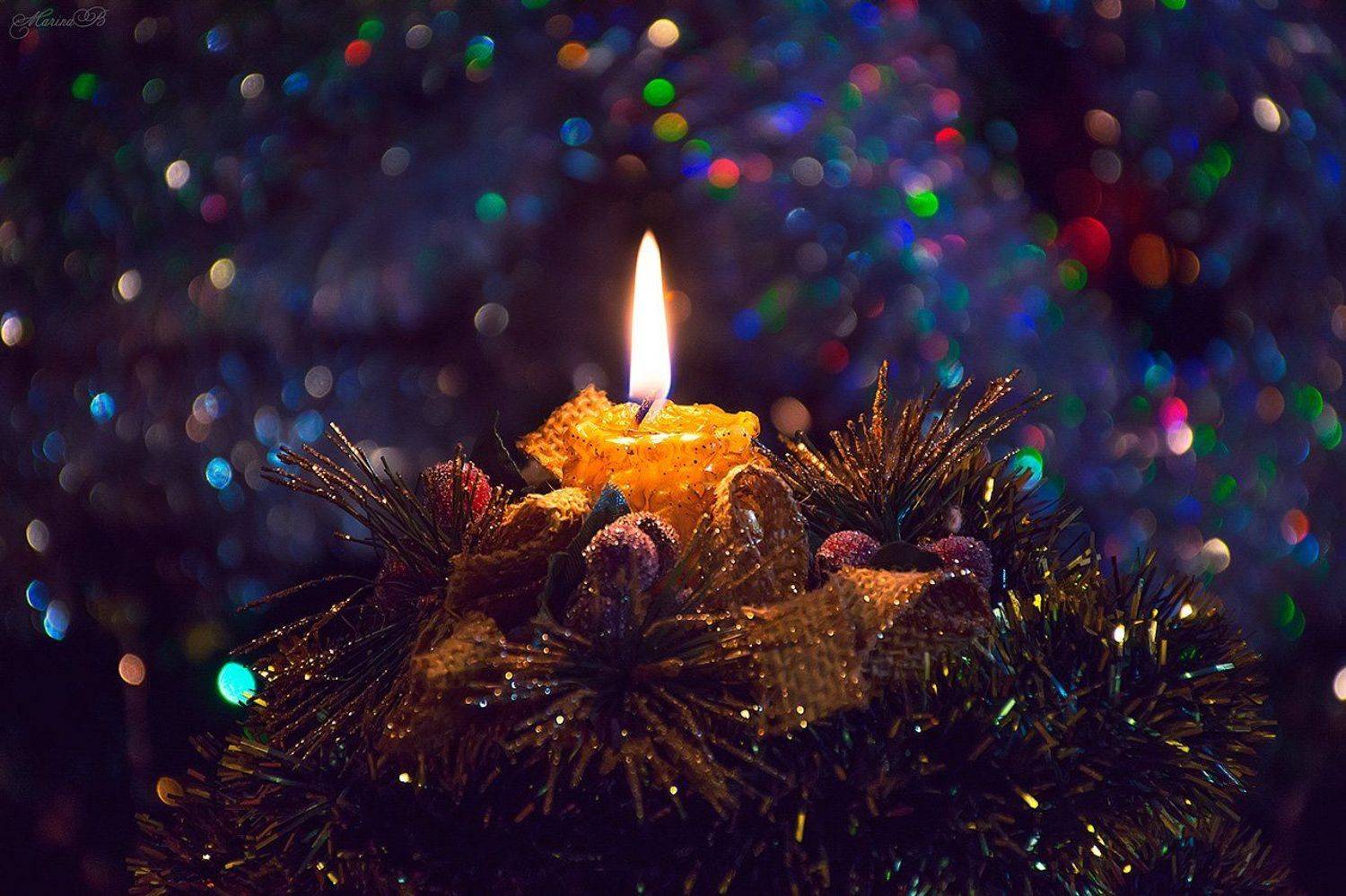 новый год, свеча, боке, Marina Baccardi