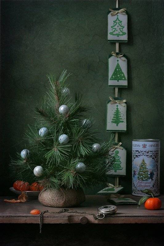 натюрморт, новый год, ёлка, мандарины, праздник, Курочкина Диана