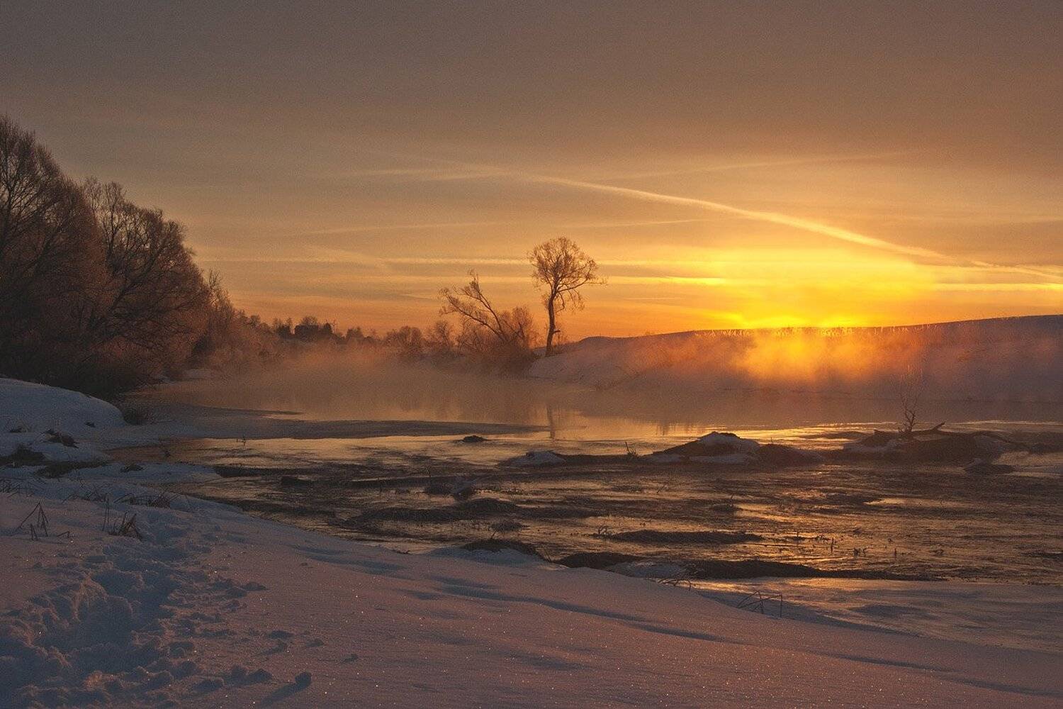 утро весна природа пейзаж якшино река упа, Михаил Агеев