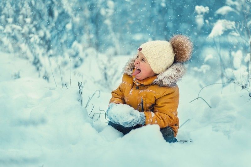 зима, дети, снег,  фото превью