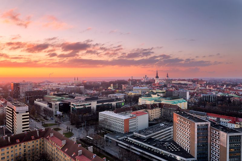 tallinn; estonia; city; cityscape; sunset, Sunset фото превью
