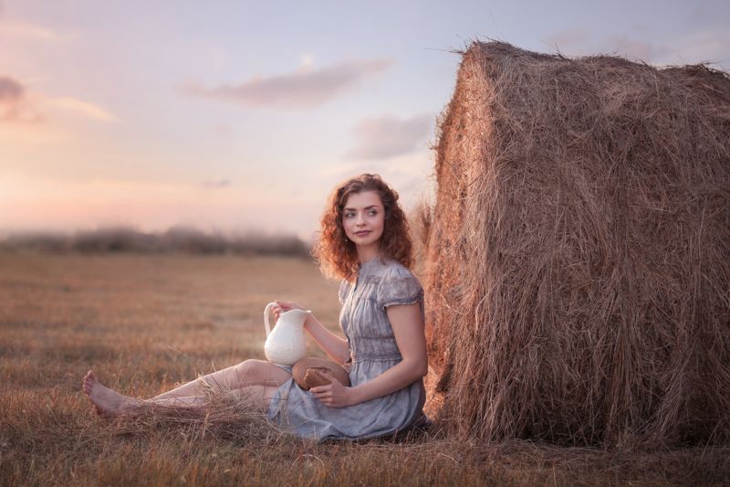 девушка, поле, лето, закат, тепло, красавица, summer, field, warm, sunset, girl, beautiful Anastasia фото превью