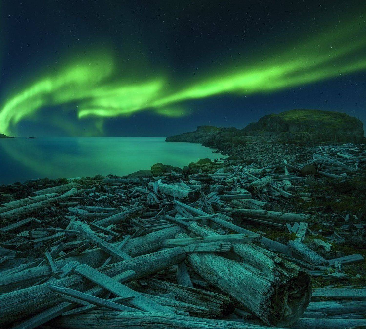 Кольский, Северное сияние, aurora borealis, Дальние Зеленцы, Анастасия Малых