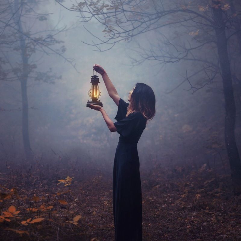 magic, forest, fog, girl, witch, twilight, mystic Mystical forest фото превью
