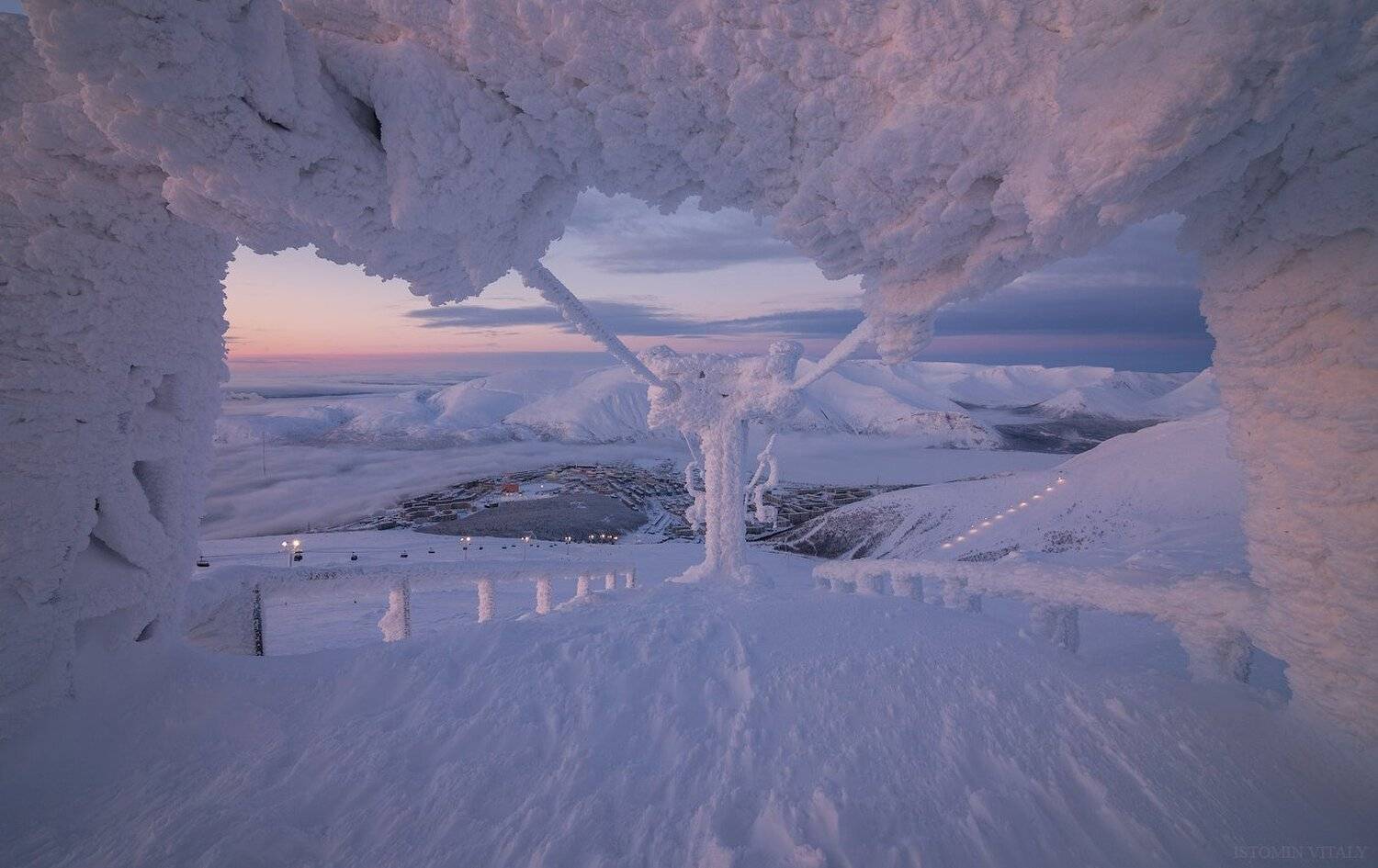 пейзаж,кировск,город,сумерки,россия,небо,снег,облачно,утро,закат, Виталий Истомин