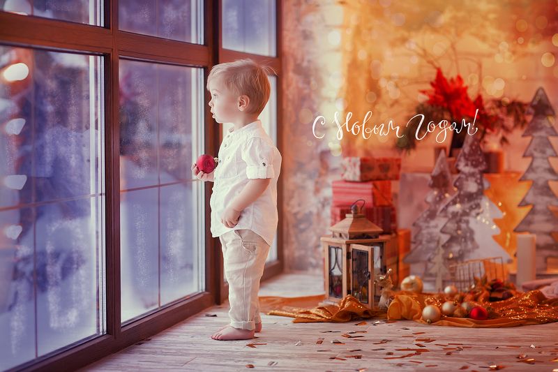 дети, счастье, новый год, окно, малыши,  в ожидании новогоднего волшебства  фото превью