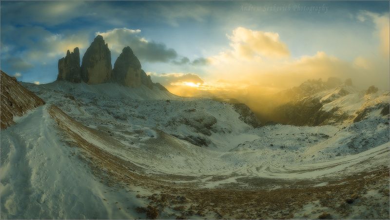 италия, тре чиме, доломиты, закат, осень Осенний вечерок на Тре Чиме фото превью