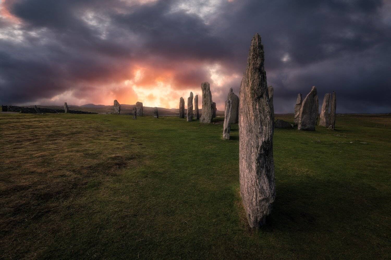 outer, hebrides, callanish, stones, scotland, suset, sky, light, clouds, colors, Maciej Warchoł