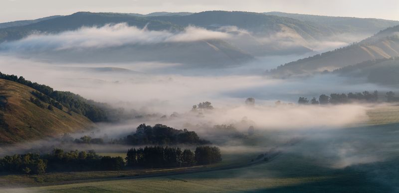 пейзаж,южныйурал, урал, природа,утро, туман,олег_грачёв, Туман в долине. фото превью
