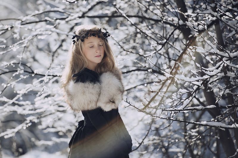 portret, zima, sen, cisza, słońce, dziecko Zimowe sny фото превью