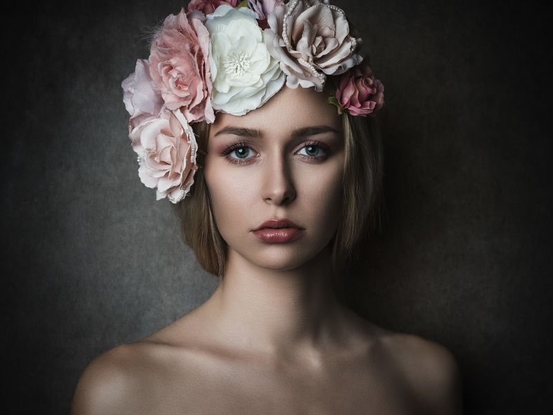 portrait, hairflowers Flowers фото превью