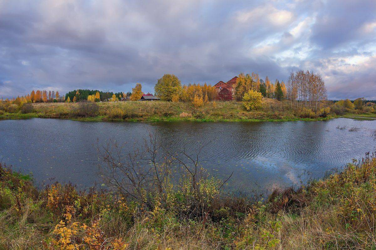 осень река деревня вечер, Марина Мурашова