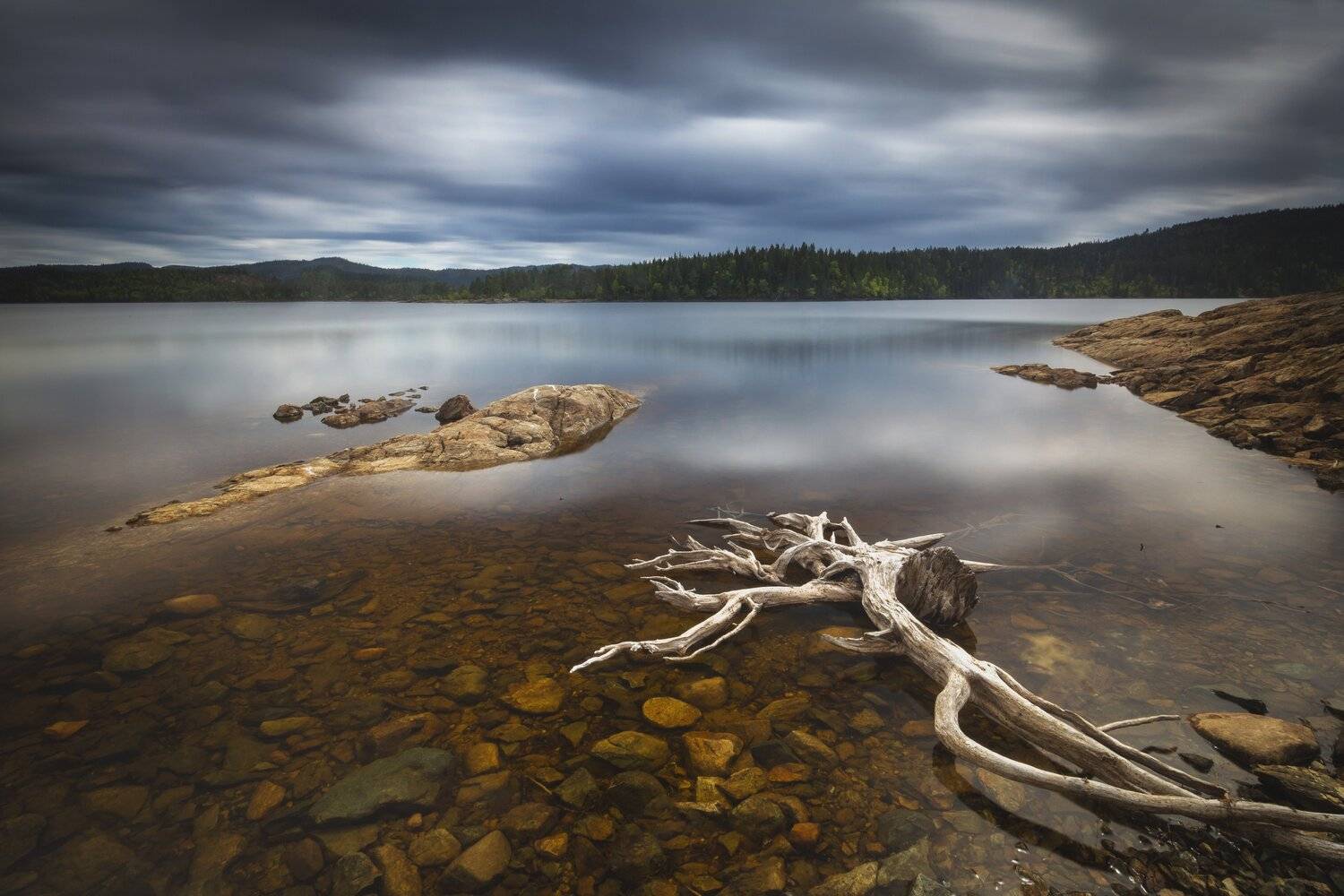lake, landscape, lakeside, long exposure, norway, norwegian, drift wood, shore, water, reflections, light, nature, outdoor,, Adrian Szatewicz