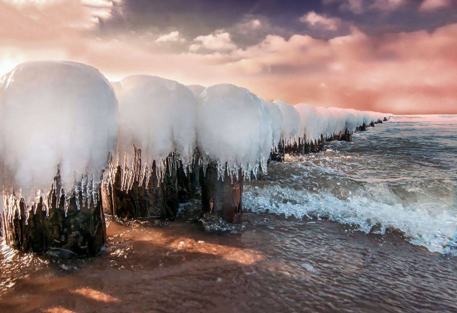 sunset, seascape,sky,clouds,ice, Daiva Cirtautė