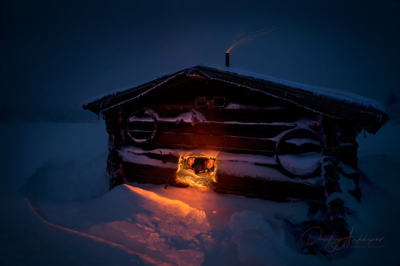 Зимняя ночь на Северном Урале. фото превью
