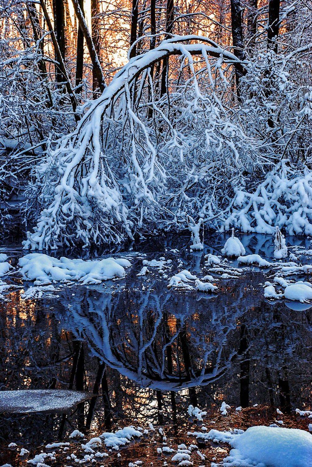 вечер, морозец, речка, снег, Владимир Штыриков