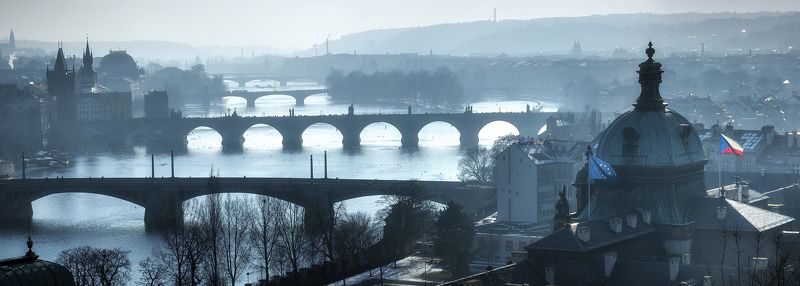прага, зима Две панорамы зимней Праги фото превью