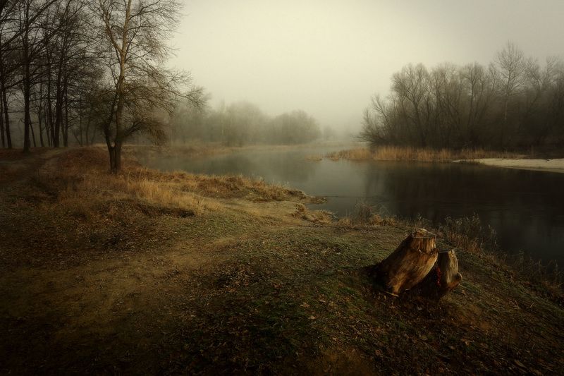 утро зима январь река туман Январское утро. фото превью