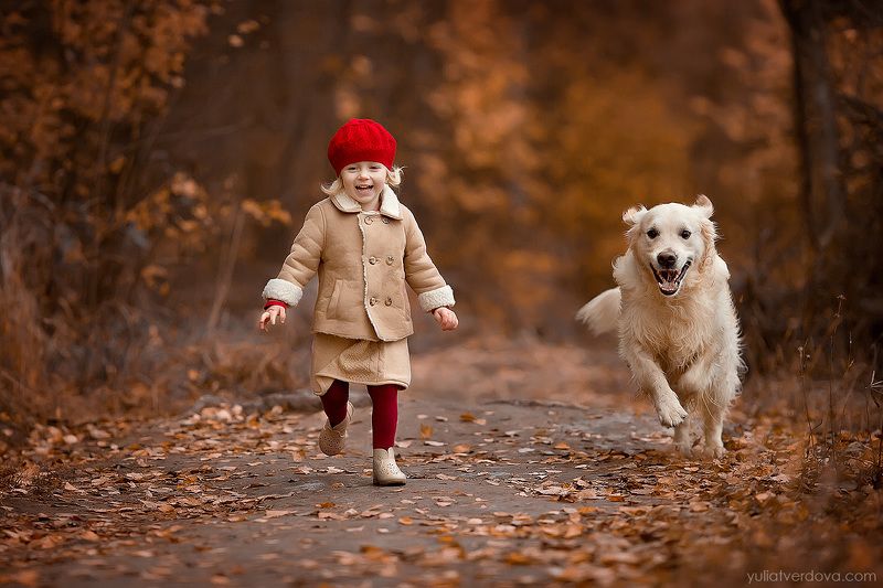девочка, собака, друг, осеньь Лучшие друзья фото превью